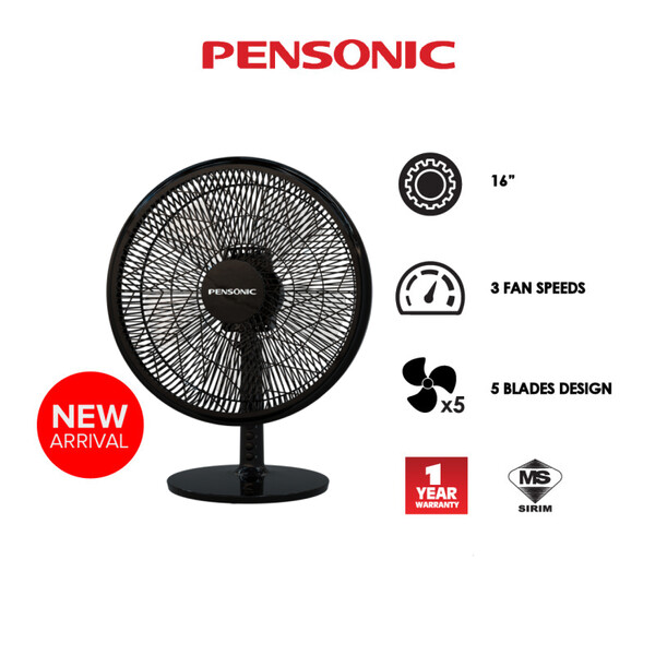 Pensonic 5 Blades Table Fan 16" (Black) | PF-4104